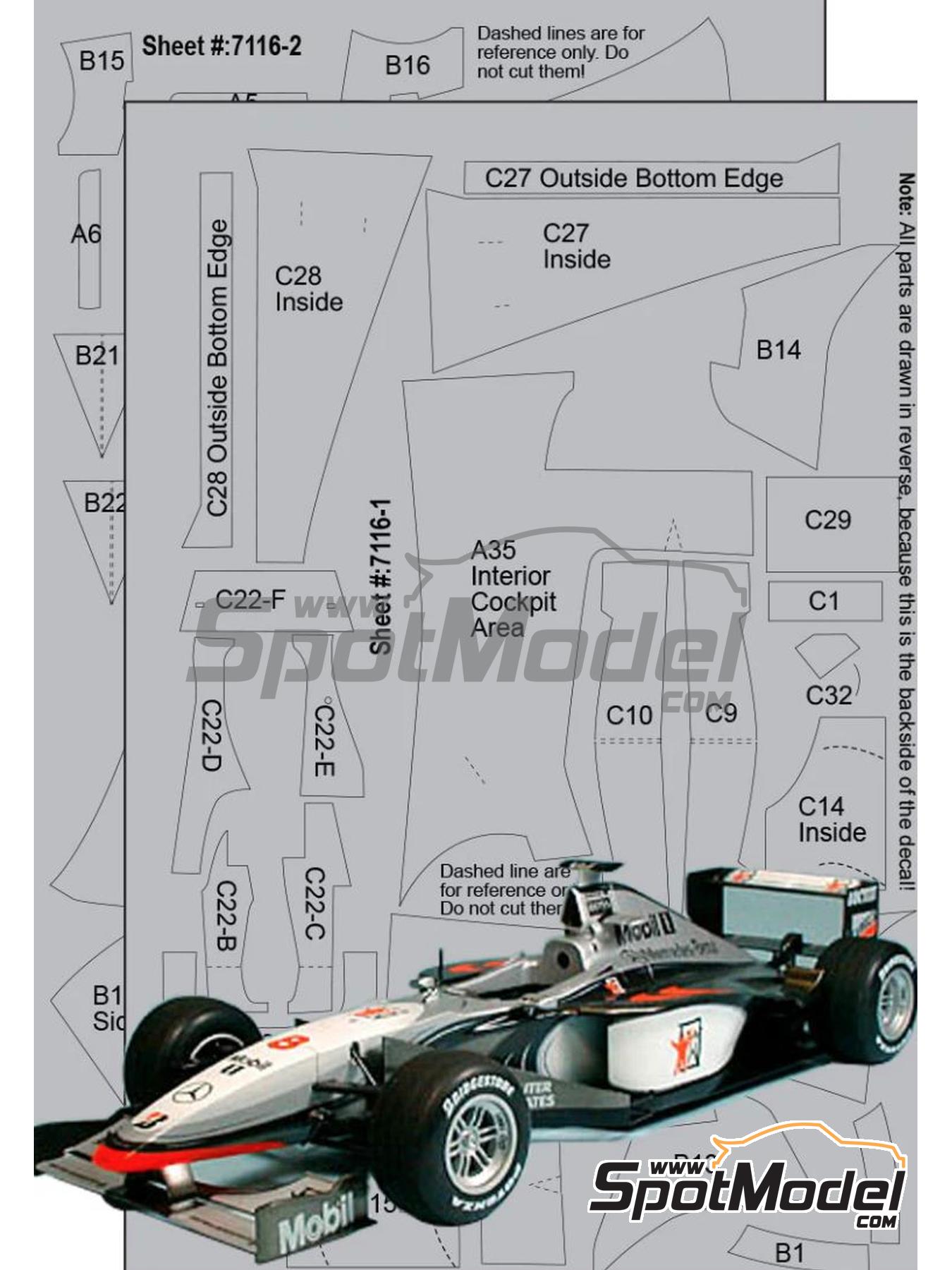 Tamiya McLarenMercedesMP4/13 1/20 別売デカール Scale Motorsport 7116: Carbon fibre pattern decal set 1/20 scale